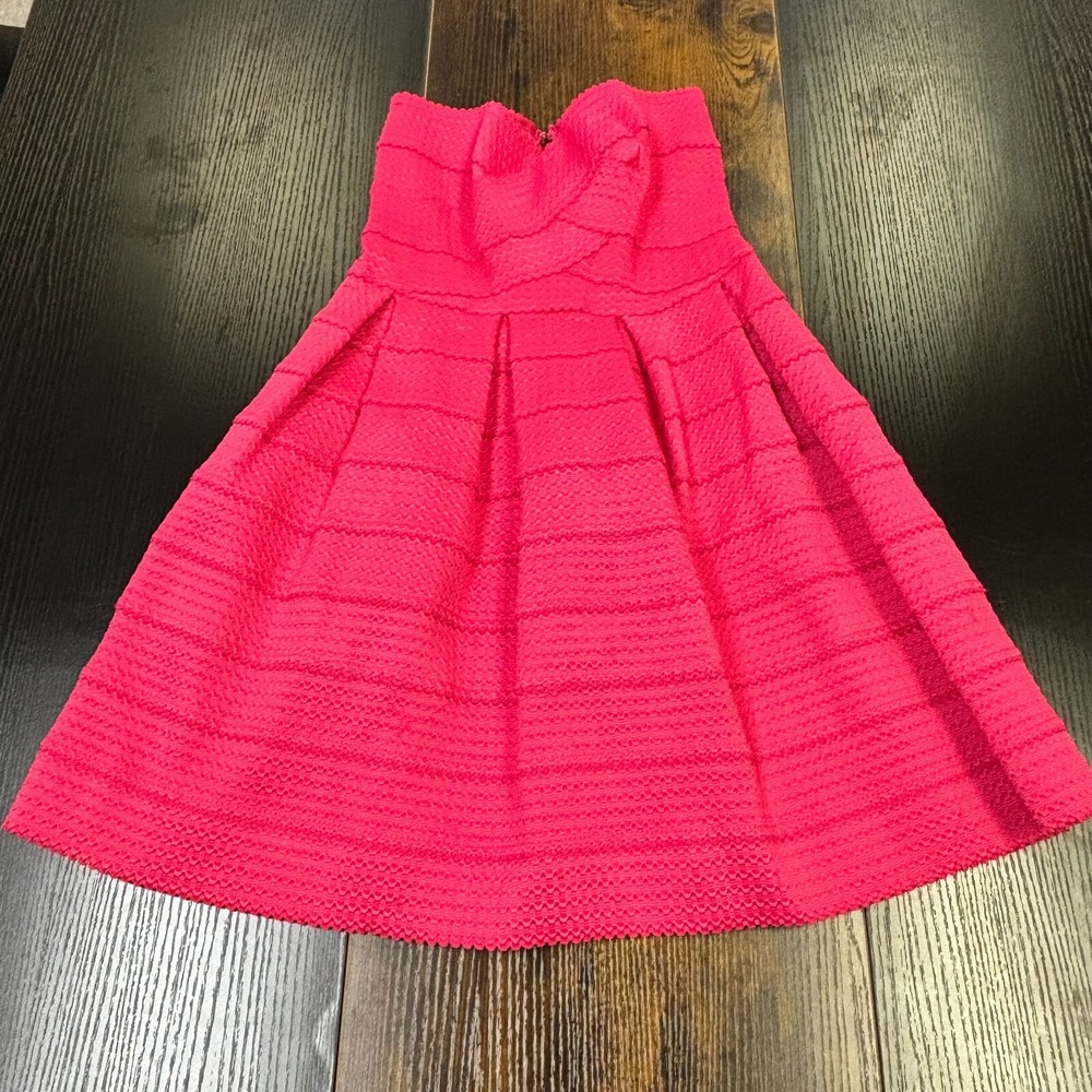 Sans Souci Textured Band Strapless Short Sweetheart Neck‎ Pink Womens Dress XS